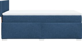 vidaXL Κρεβάτι Boxspring με Στρώμα Μπλε 90x190 εκ.Υφασμάτινο