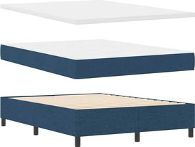 vidaXL LED Κρεβάτι με βάθρο με στρώμα Μπλε 160 x 200 cm ύφασμα