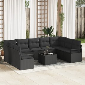 vidaXL Σετ Καναπέ 10 Τεμαχίων με Μαξιλάρια Μπεζ Πολυ Ρατάν