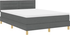 vidaXL LED Κρεβάτι με βάθρο Σκούρο Γκρι 160 x 200 cm ύφασμα