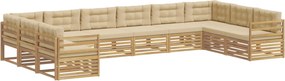 vidaXL Σετ Καναπέ 10 τμχ. 10-θέσια White and Beige Polyester