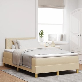 vidaXL Κρεβάτι Βάσης με Στρώμα Κρεμ 120x200 εκ. Ύφασμα