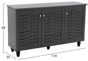 Παπουτσοθήκη IGGY Ξύλινη με 3 πόρτες Γκρί 114x34x68 εκ. 114x34x68 εκ.