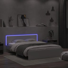 vidaXL Πλαίσιο Κρεβατιού με Κεφαλάρι/LED Λευκό 150 x 200 εκ