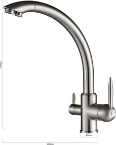 BRUNO μπαταρία πάγκου κουζίνας BRN-0238, τρίοδη, αναμεικτική, ασημί