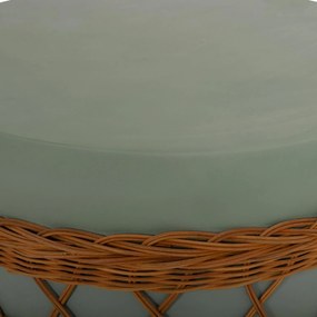 Τραπεζάκι σαλονιού VILHENA Fiber Cement Πράσινο και Rattan Φυσικό Φ56x47Υεκ. 56x56x47 εκ.