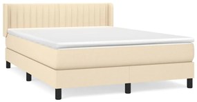 vidaXL Κρεβάτι Boxspring με Στρώμα Κρεμ 140x190 εκ. Υφασμάτινο