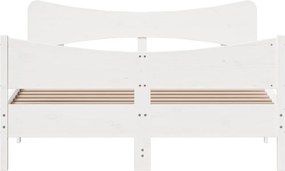 vidaXL Σκελετός Κρεβ. Χωρίς Στρώμα Λευκό 140x200 εκ Μασίφ Πεύκο