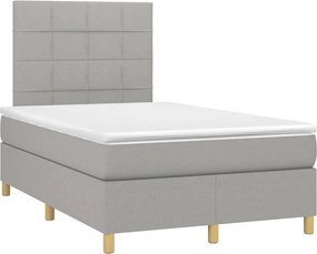 vidaXL Κρεβάτι Boxspring με Στρώμα &amp; LED Αν.Γκρι 120x200 εκ Υφασμάτινο