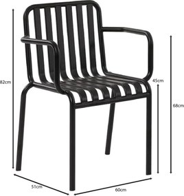 MODIAL Πολυθρόνα Μέταλλο Βαφή Μαύρο   6τμχ