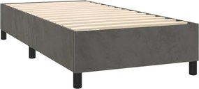vidaXL Κρεβάτι Boxspring με Στρώμα &amp; LED Σκ. Γκρι 90x190 εκ. Βελούδινο