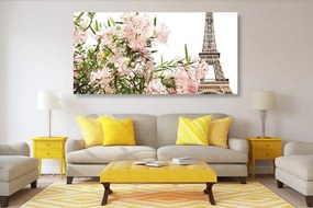 Εικόνα Πύργος του Άιφελ και ροζ λουλούδια - 120x60