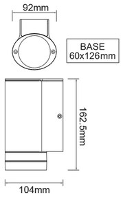 GU10 WALL LUMINAIRE 230V AC DARK GREY IP54 MAX.35W - LG6006G