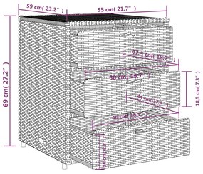 Ντουλάπι Αποθήκευσης Κήπου Καφέ 55x59x69 εκ. Συνθετικό Ρατάν - Καφέ