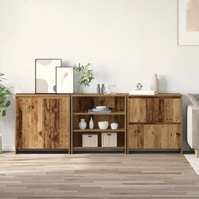 vidaXL Πλαϊνό γραφείο 3 τμχ. Παλιό ξύλο 70 x 41 x 75 εκ.