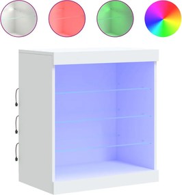 vidaXL Μπουφές με Φώτα LED Λευκός 60,5 x 37 x 67 εκ.