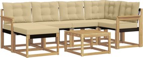 vidaXL Σειρά Καναπέ Εξωτερικού με μαξιλάρι 7 pcs Λευκό και Μπεζ
