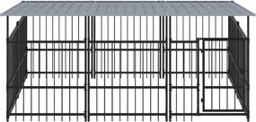 vidaXL Υπαίθριο Κλουβί Σκύλων με Οροφή από Χάλυβα 5,63 μ²