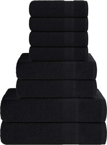 vidaXL Σετ Πετσετών 8 Τεμαχίων FROGN Μαύρο 360 γρ./μ²