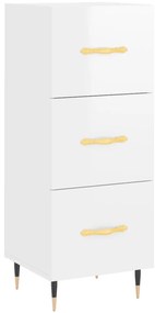 vidaXL Ντουλάπι Γυαλιστερό Λευκό 34,5x34x90 εκ. Επεξεργασμένο Ξύλο