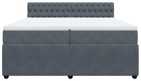 vidaXL Κρεβάτι Boxspring με Στρώμα Σκούρο Γκρι 200x200 εκ. Βελούδινο