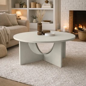 Τραπεζάκι σαλονιού Lemmar Megapap χρώμα sandstone Ø75x36,8εκ.