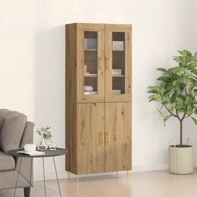 vidaXL Υψηλό Ντουλάπι Μασίφ Δρυς 69.5x34x180 εκ Επεξεργασμένο Ξύλο