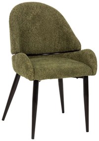Καρέκλα Sarky HM8585.03 55x62x89cm Με Μαύρα Μεταλλικά Πόδια & Μπουκλέ Ύφασμα Green Metal, Fabric