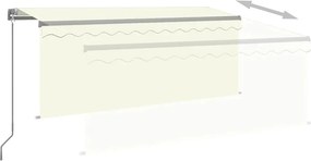 vidaXL Χειροκίνητη τέντα με ηλιακό LED 3,5 x 2,5 m Κρεμ