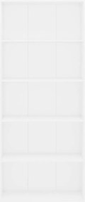 vidaXL Βιβλιοθήκη με 5 Ράφια Λευκή 80 x 30 x 189 εκ. Επεξ. Ξύλο