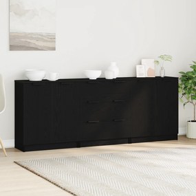 vidaXL Πλαϊνό γραφείο 3 τμχ. Μαύρη Οξυά 180 x 30 x 70 εκ