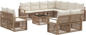 vidaXL Σετ Καναπέ Κήπου 12 pcs Μπεζ συνθετικό ρατάν