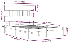 ΠΛΑΙΣΙΟ ΚΡΕΒΑΤΙΟΥ ΛΕΥΚΟ 180 X 200 ΕΚ. ΜΑΣΙΦ ΞΥΛΟ 6FT SUPER KING 3104754