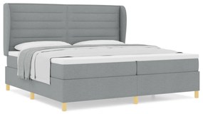 vidaXL Κρεβάτι Box Spring με Στρώμα - Ανοιχτό γκρι, 200x200 εκ., Ύφασμα