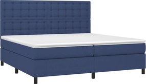 vidaXL Κρεβάτι Boxspring με Στρώμα &amp; LED Μπλε 200x200 εκ. Υφασμάτινο