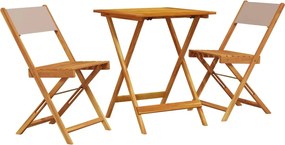 vidaXL Σετ Επίπλων Bistro 3 τεμ. Taupe Ύφασμα/Μασίφ Πεύκου