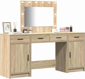 vidaXL Τραπέζι περιποίησης με συρτάρι 3 pcs Καφέ Επεξεργασμένο ξύλο