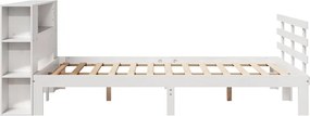 vidaXL Κρεβάτι Βιβλιοθήκη Χωρίς Στρώμα Λευκό 135x190 εκ Μασίφ Πεύκο