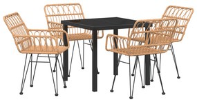 vidaXL Σετ 5 Τεμαχίων Καρέκλας Κήπου Brown Poly Rattan