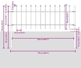 vidaXL Φράχτης Κήπου Γκρι 1.7 x 0.6 μ Ατσάλι με Επικάλυψη Πούδρας