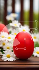 Intra Συλλεκτικό Ξύλινο Παζλ Plywood 4mm - Πασχαλινά αυγά και μαργαρίτες σε ξύλινο τραπέζι Σε Ξύλινο Κουτί - Διαστάσεις: 10x10 cm – 25 κομμάτια