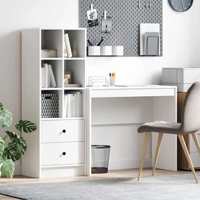 vidaXL Γραφείο με συρτάρι με ράφι με αποθήκευση 2 pcs Λευκό