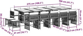 vidaXL Σετ Τραπεζαρίας Κήπου 15 τεμ Μαύρο από Συνθ. Ρατάν με Μαξιλάρια