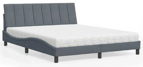 vidaXL Κρεβάτι με Στρώμα Σκούρο Γκρι 160x200 εκ. Βελούδινο