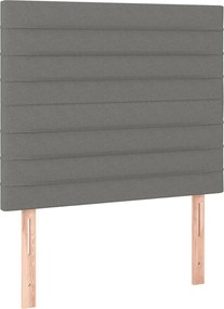 vidaXL Κρεβάτι Boxspring με Στρώμα &amp; LED Σκ.Γκρι 100x200 εκ Υφασμάτινο