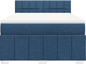 vidaXL Κρεβάτι Boxspring με Στρώμα Μπλε 140x190 εκ. Υφασμάτινο