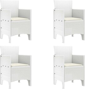 vidaXL Καρέκλα Κήπου 4 pcs Λευκό 53 x 49 x 85 εκ. Πολυπροπυλένιο