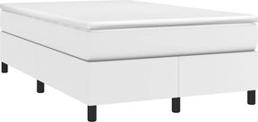 vidaXL Κρεβάτι Boxspring με Στρώμα Λευκό 120x200εκ.από Συνθετικό Δέρμα