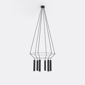 Κρεμαστό Πολύφωτο με Σποτ Rose Circular 25cm Μαύρο Ματ