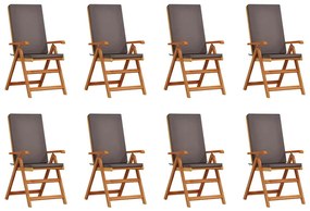 vidaXL Καρέκλα Κήπου 8 pcs Καφέ 57 x 71.5 x 104εκ Μασίφ ξύλο teak